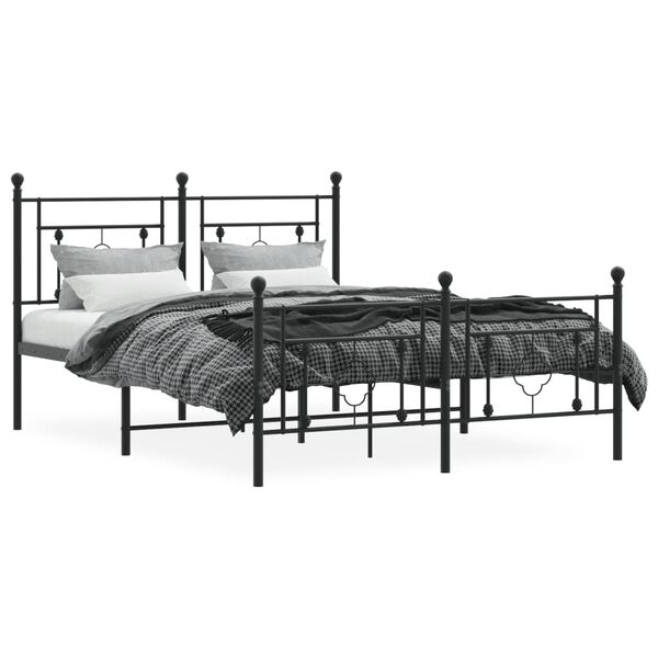 vidaXL Metal Bed Frame without Mattress with Footboard Black 140x200cm
