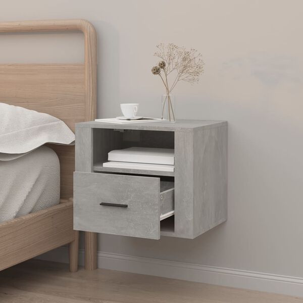 vidaXL Wall-mounted Bedside Cabinet Concrete Grey 50x36x40 cm