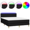 vidaXL Box Spring Bed with Mattress&LED Black 140x200cm Fabric