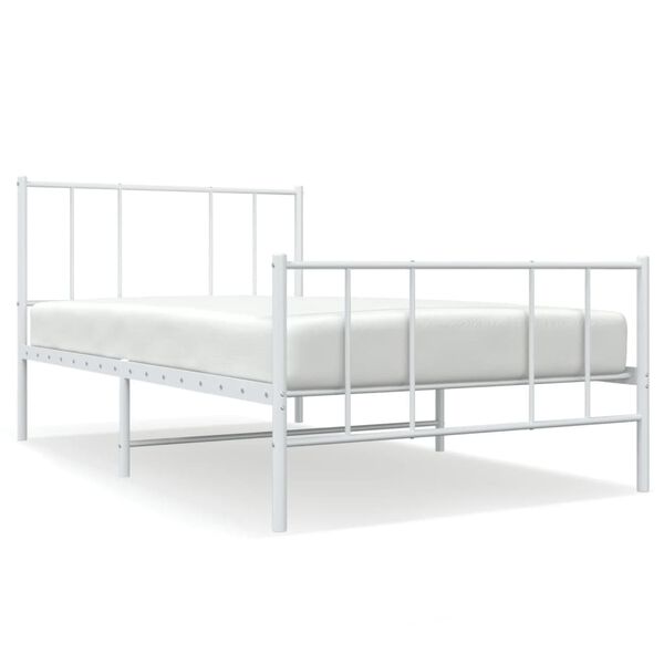vidaXL Metal Bed Frame without Mattress with Footboard White 80x200cm