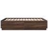 vidaXL Bed Frame with LED without Mattress Brown Oak 135x190 cm Double