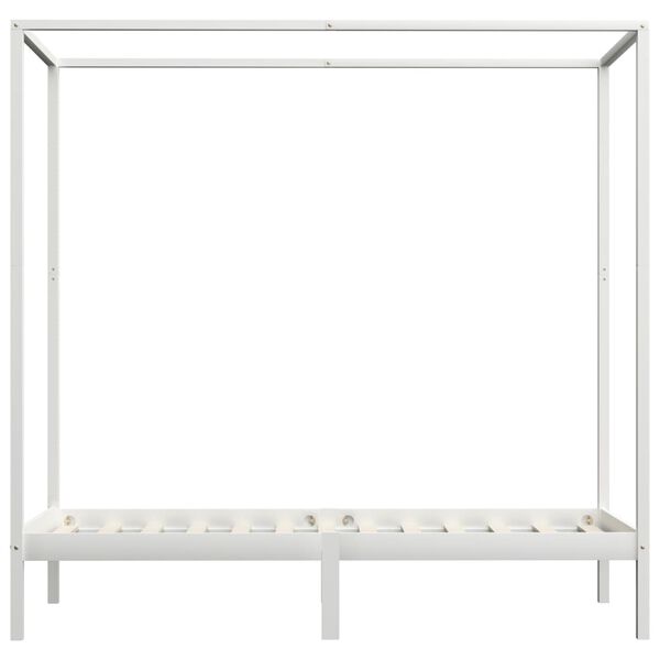 vidaXL Canopy Bed Frame without Mattress White Solid Wood 100x200 cm