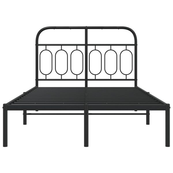 vidaXL Metal Bed Frame without Mattress with Headboard Black 120x200cm