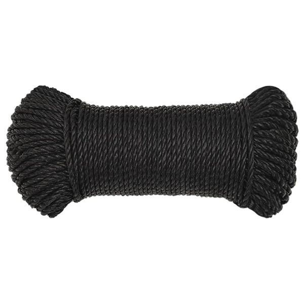 vidaXL Work Rope Black 8 mm 500 m Polypropylene