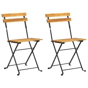 vidaXL Folding Chairs 2 pcs Steel and Solid Acacia Wood