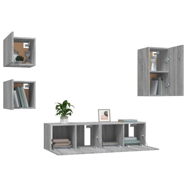 vidaXL 5 Piece TV Cabinet Set Grey Sonoma Engineered Wood