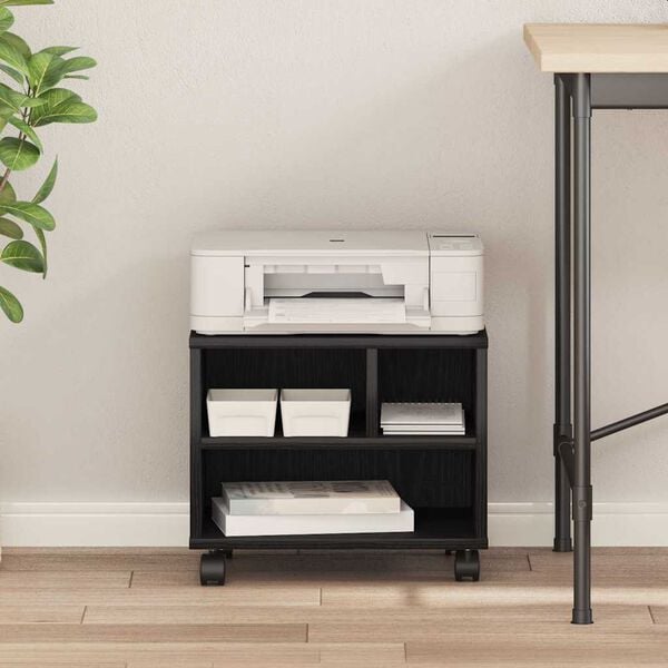 vidaXL Printer Stand Black Oak 41 x 32 x 34.5 cm Engineered wood