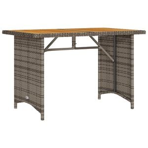 vidaXL Garden Table with Wooden Top Grey 110x68x70 cm Poly Rattan