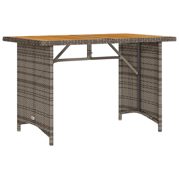 vidaXL Garden Table with Wooden Top Grey 110x68x70 cm Poly Rattan