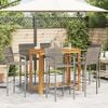 vidaXL 7 Piece Garden Bar Set Grey Solid Wood Acacia and Poly Rattan