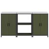 vidaXL Kitchen Storage Set with Shelf 3 pcs Olive Green Steel
