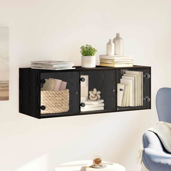 vidaXL Wall Cabinet Black Oak 102 x 37 x 35 cm Engineered Wood