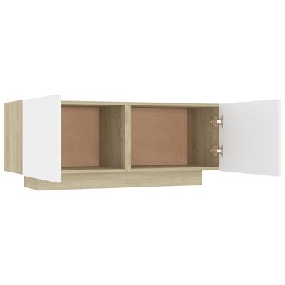 vidaXL Bedside Cabinet White and Sonoma Oak 100x35x40 cm Engineered Wood