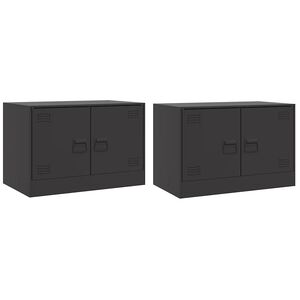 vidaXL 2 Piece TV Cabinet Set Black 67x39x44 cm Steel