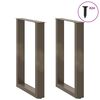vidaXL Dining Table Legs U-Shaped 2 pcs Natural Steel 50x(72-73) cm Steel