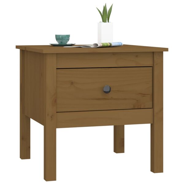 vidaXL Side Table Honey Brown 50x50x49 cm Solid Wood Pine