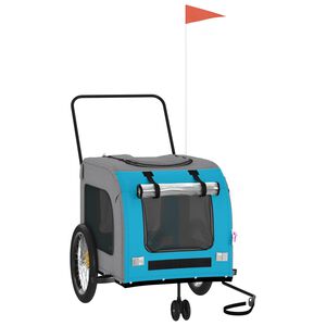 vidaXL Pet Bike Trailer Blue and Grey Oxford Fabric and Iron