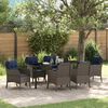 vidaXL Garden Dining Set with Cushion 7 pcs Grey Poly Rattan