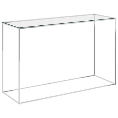 vidaXL Side Table Silver 120x40x78 cm Stainless Steel and Glass