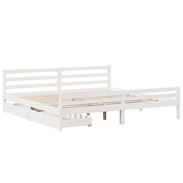 vidaXL Bed Frame without Mattress White 200x200 cm Solid Wood Pine