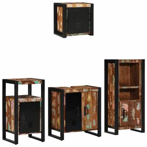 vidaXL Bathroom Furniture Set 4 pcs Multicolour and Black