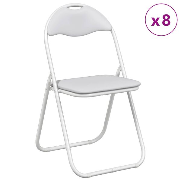 vidaXL Folding Chair 8 pcs White 48 x 43.5 x 81 cm Faux Leather