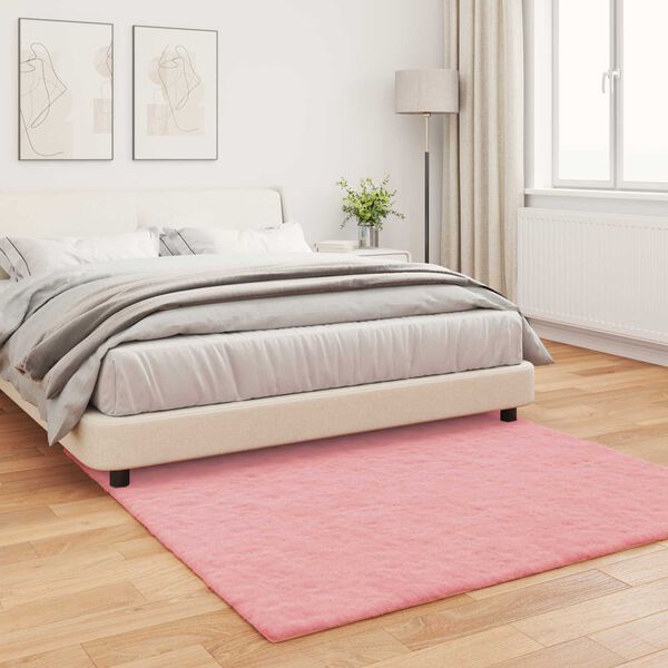 vidaXL Faux Rabbit Fur Rug Olite Pink 160 x 160 cm Polyester