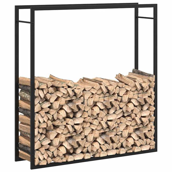 vidaXL Firewood Rack Matt Black 110x28x116 cm Steel