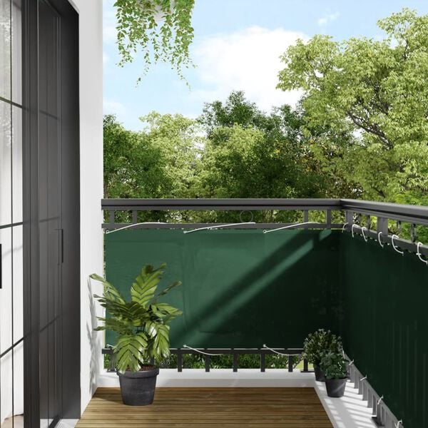 vidaXL Balcony Screen Dark Green 75x700 cm 100% Polyester Oxford