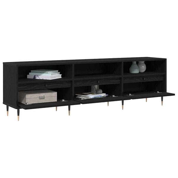 vidaXL TV Cabinet Black Oak 150 x 30 x 45 cm Engineered Wood