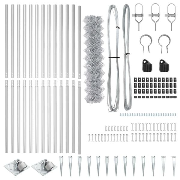vidaXL Fence Post Silver 25 x 1.2 m (60 x 60 mm mesh) Steel