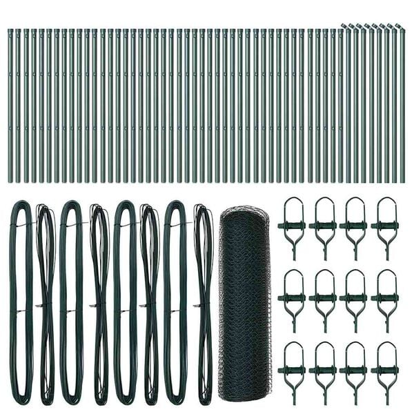 vidaXL Fence Post Green 100 x 0.4 m (13 mm mesh) Steel and PVC