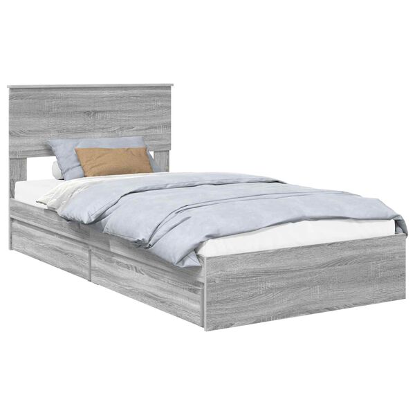 vidaXL Storage Bed Grey Sonoma 100 x 200 cm Engineered Wood