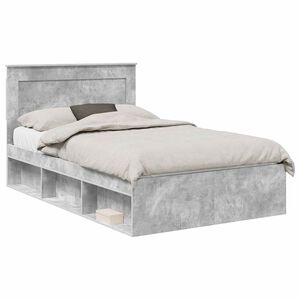 vidaXL Bed Frame Plain Concerte Grey 135 x 190 cm Solid Pine Wood