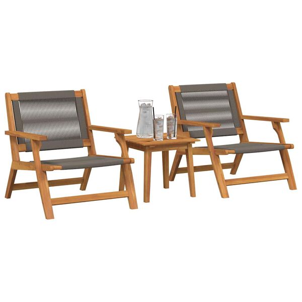 vidaXL Garden Chairs with Table 3 pcs Grey Solid Acacia Wood