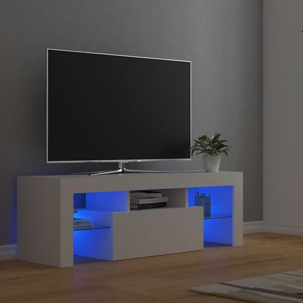 vidaXL TV Cabinet with LED Lights White 120x35x40 cm