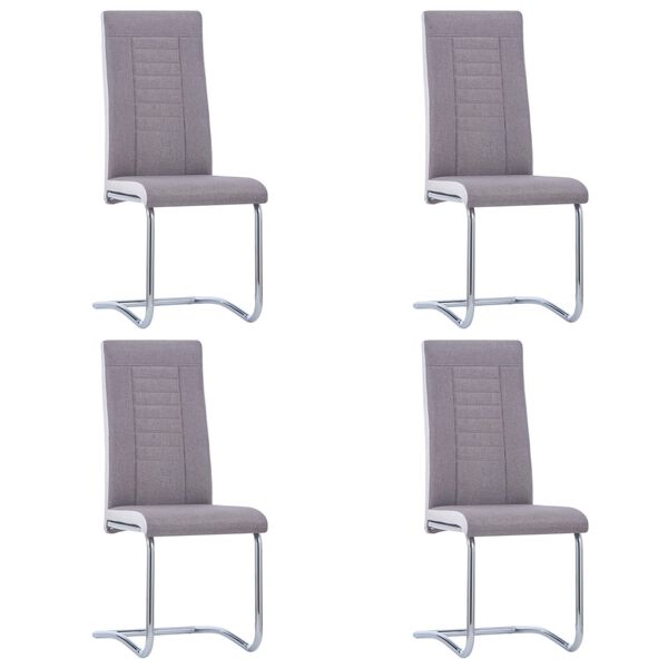 vidaXL Cantilever Dining Chairs 4 pcs Taupe Fabric