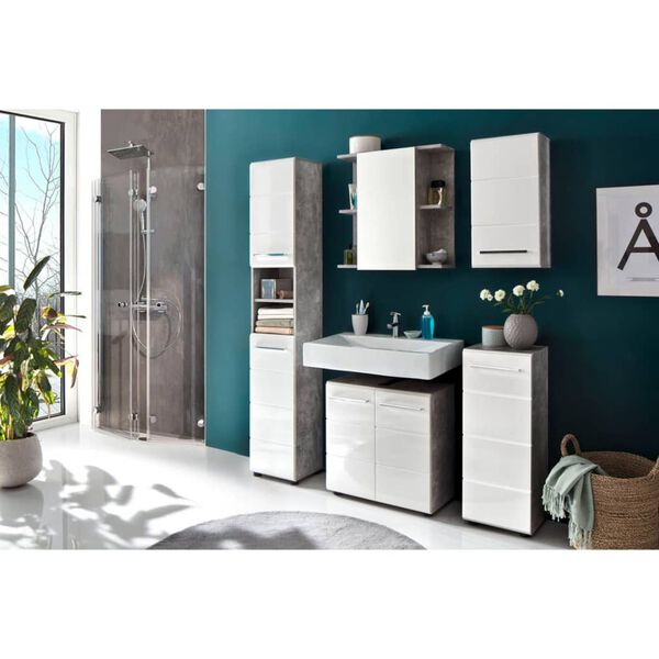 Trendteam Under Sink Vanity Unit Nano White and Cement Grey