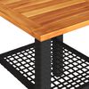 vidaXL Garden Table Black 40x40x42 cm Poly Rattan Acacia Wood