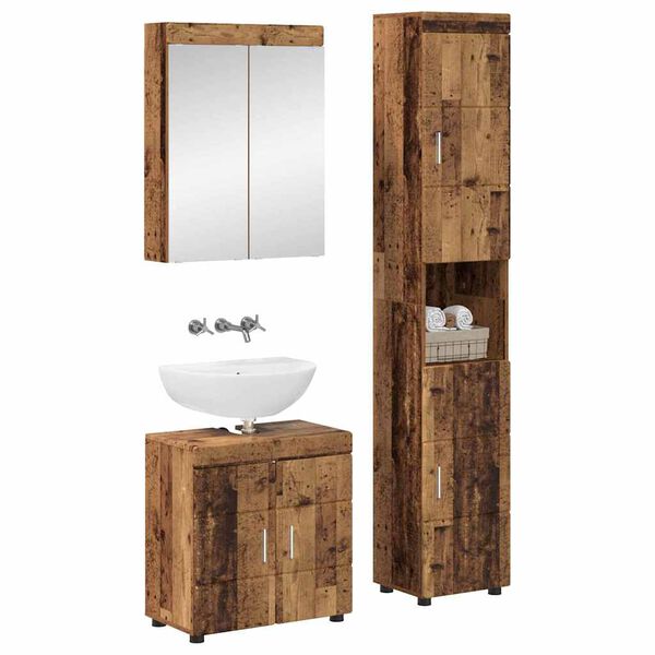 vidaXL Bathroom Furniture Set with Door TULUM Old Wood Engineered Wood