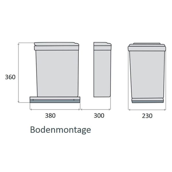 eyckhaus Built-in Rolling Selective Waste Collector 2x7.5 L Grey-silver