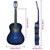 vidaXL Classical Guitar for Beginner and Kids Blue 3/4 36"