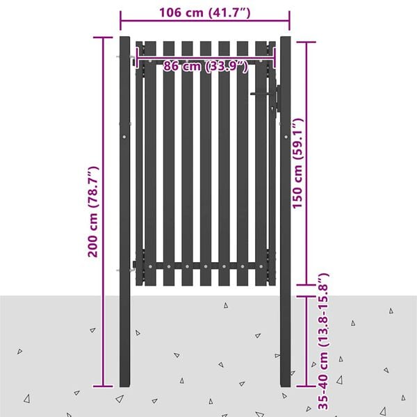 vidaXL Garden Fence Gate Steel 100x150 cm Anthracite