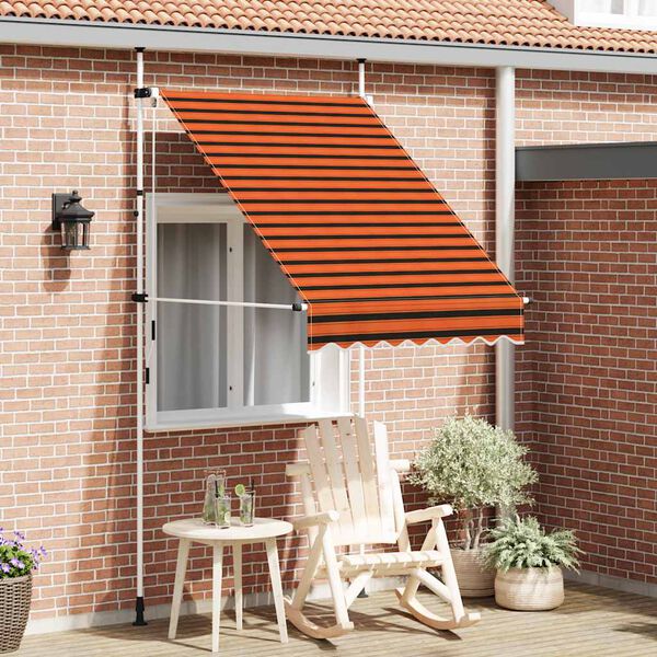 vidaXL Manual Retractable Awning 150 cm Orange and Brown