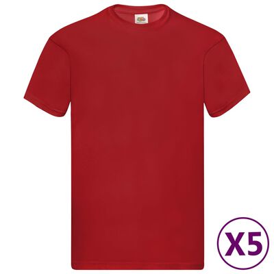 Fruit of the Loom Original T-shirts 5 pcs Red XXL Cotton