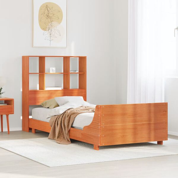 vidaXL Bed Frame without Mattress Wax Brown 75x190 cm Small Single Solid Wood Pine