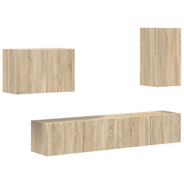 vidaXL TV Wall Cabinet Set 4 pcs Sonoma Oak Engineered Wood