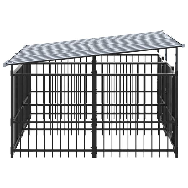 vidaXL Outdoor Dog Kennel with Roof Steel 3.75 m&sup2;