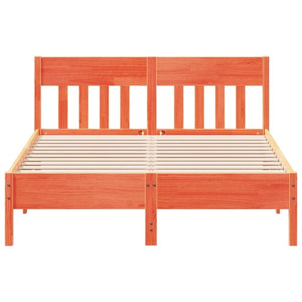 vidaXL Bed Frame without Mattress Wax Brown 120x190 cm Small Double Solid Wood Pine