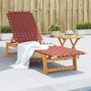 vidaXL Sun Lounger with Table Red Solid Wood Acacia and Fabric